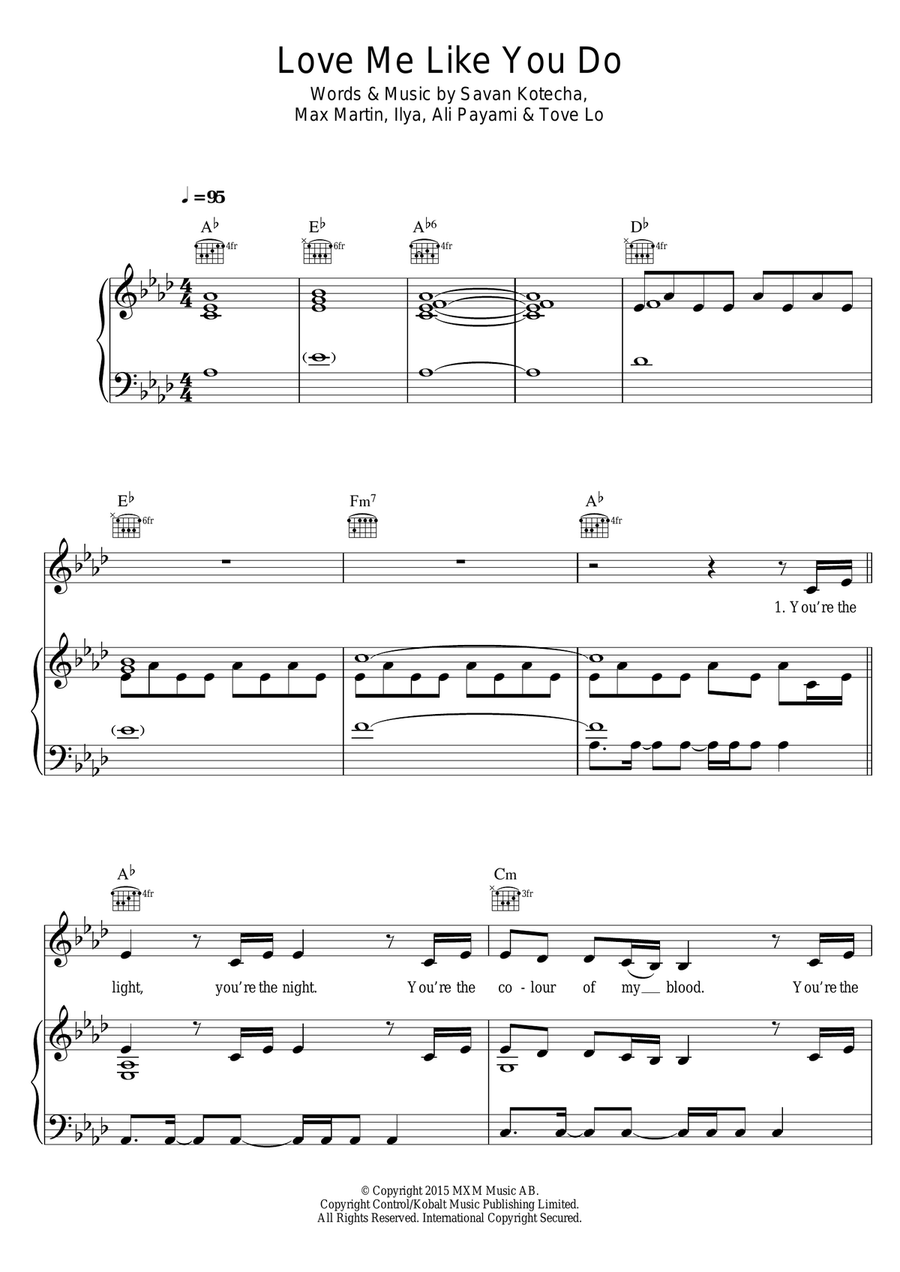 Love Me Like You Do (from 'Fifty Shades Of Grey') Piano, Vocal scores gallery preview page 1