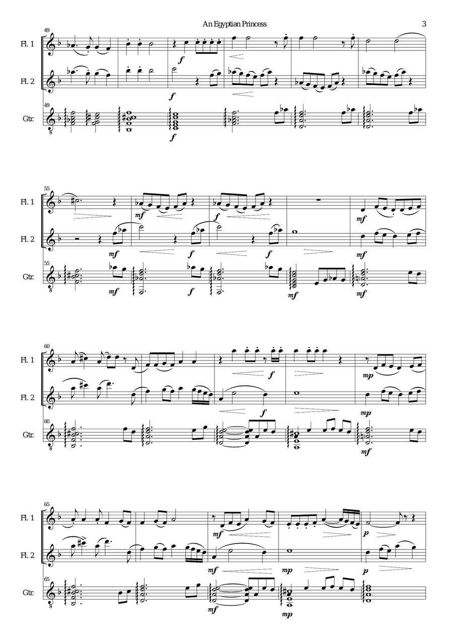 An Egyptian Princess for 2 flutes and guitar Flute scores gallery preview page 3