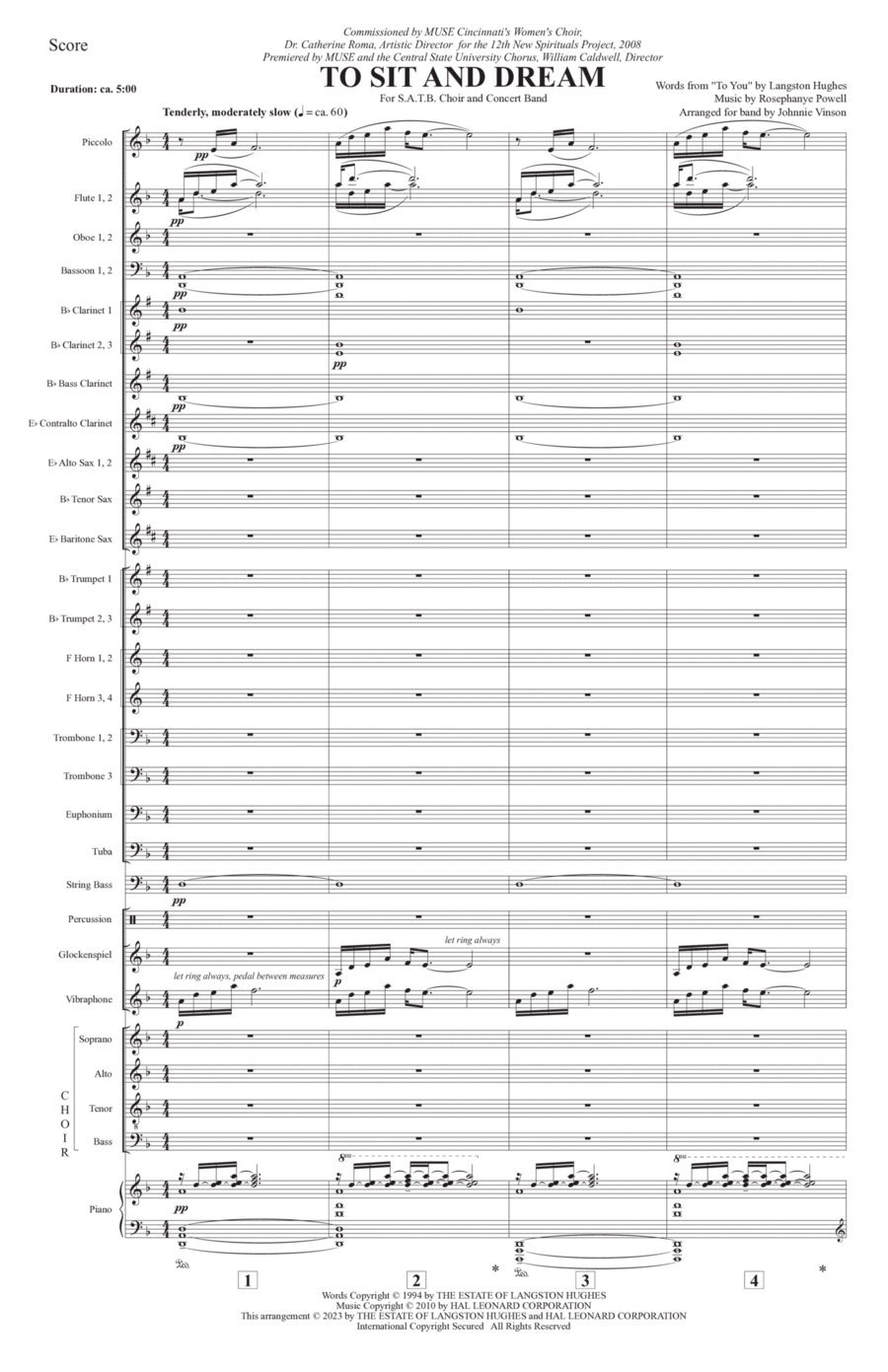 To Sit And Dream (Band Accompaniment) - Full Score Choir scores gallery preview page 1