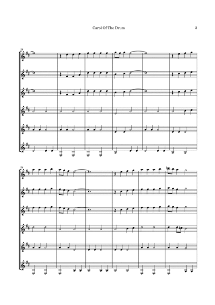 Carol Of The Drum Guitar Ensemble scores gallery preview page 6
