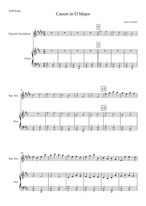 Canon in D Major (Johann Pachelbel) for Soprano Saxophone Solo and Piano Accompaniment