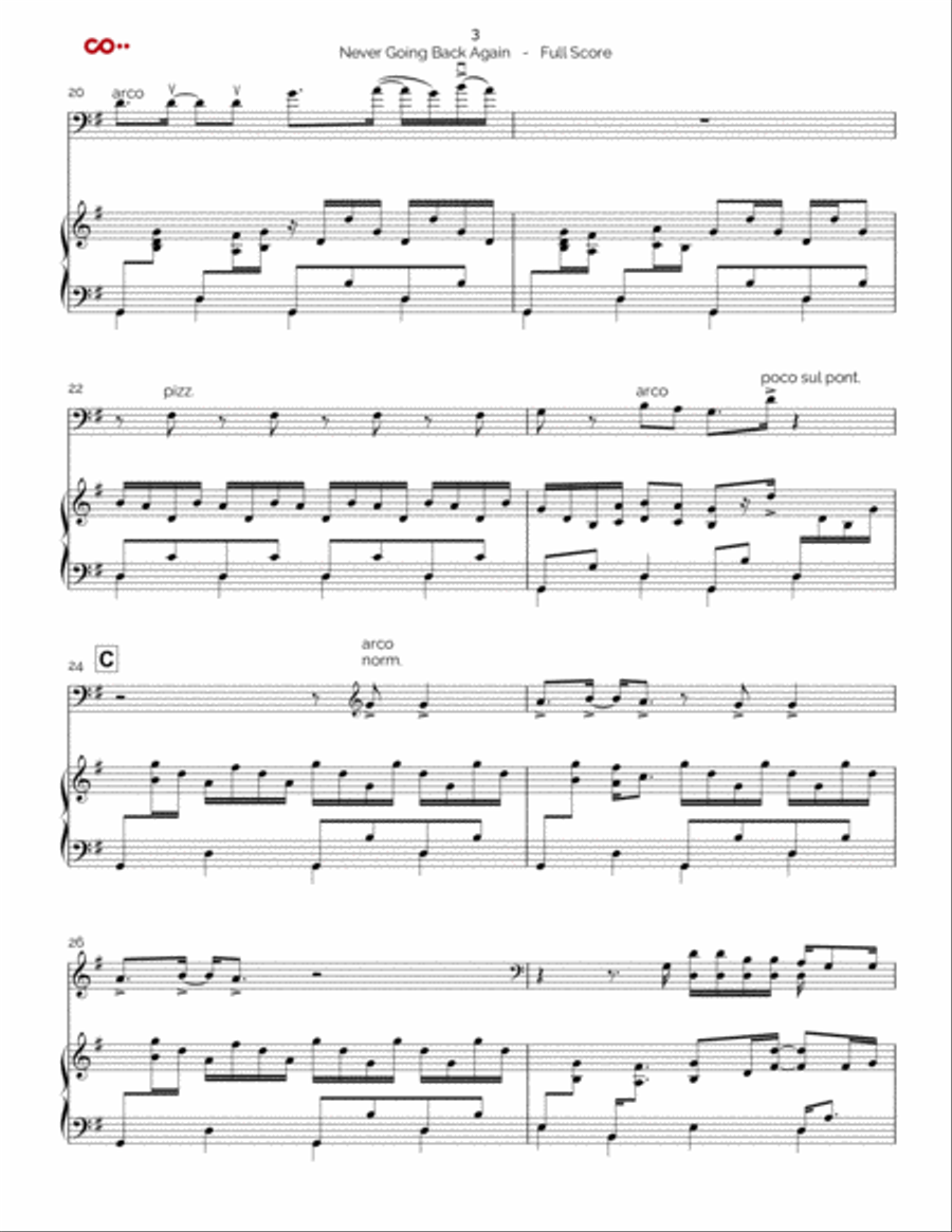 Never Going Back Again String Duet scores gallery preview page 3