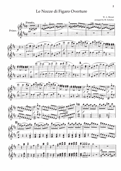 Mozart Le Nozze di Figaro Overture, for piano duet(1 piano, 4 hands), PM801