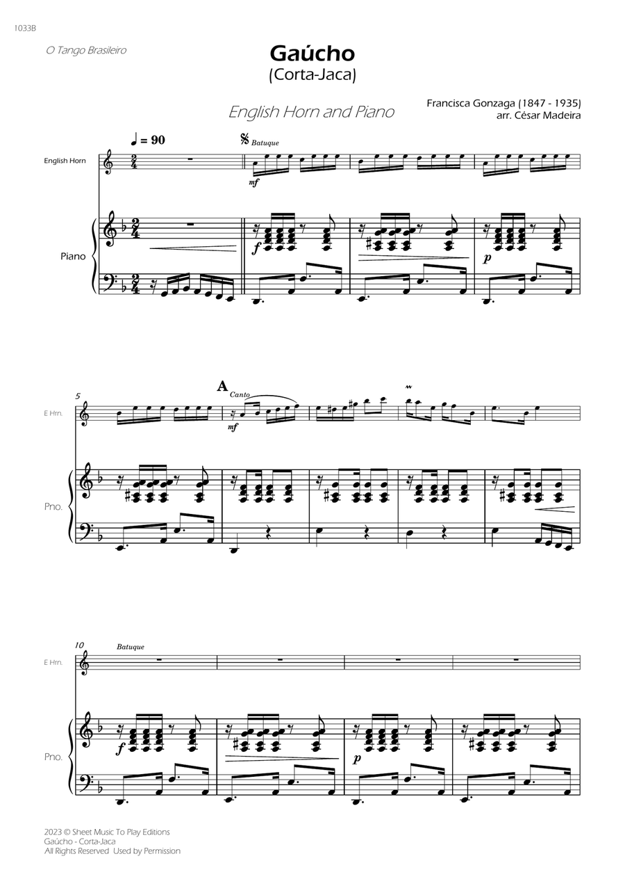 Gaúcho (Corta-Jaca) - English Horn and Piano (Full Score and Parts) English Horn scores gallery preview page 3
