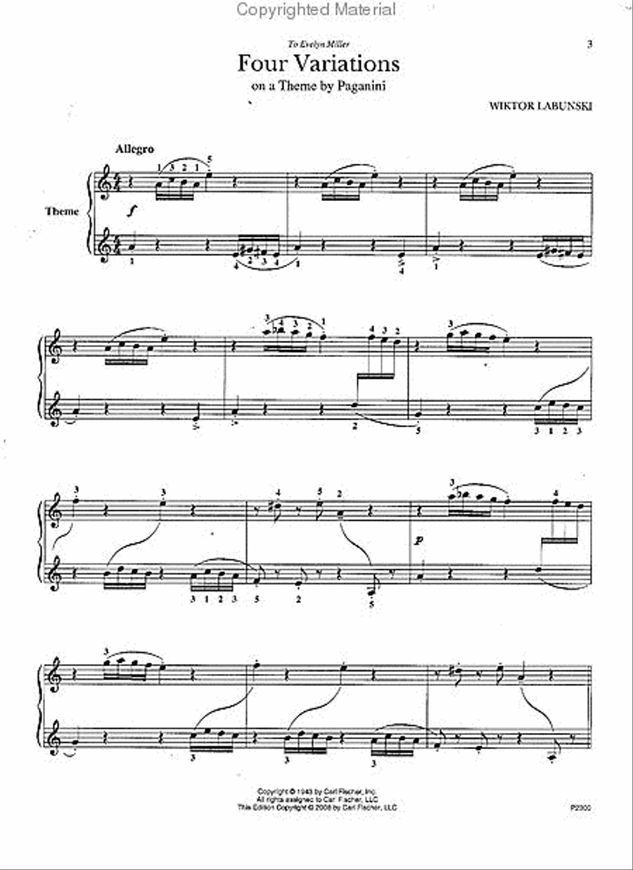 Four Variations Piano Solo scores gallery preview page 2