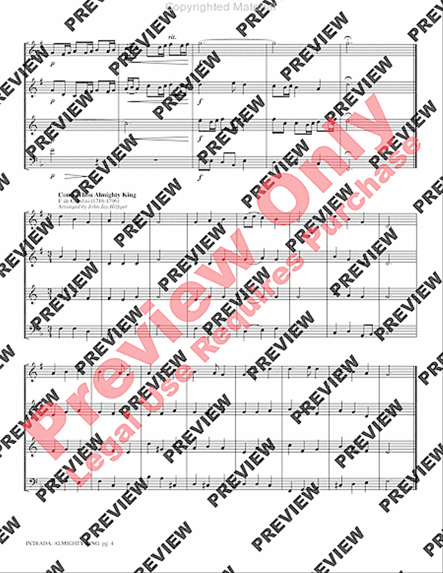 Intrada -- Almighty King Intrada -- Almighty King Brass Quartet scores gallery preview page 6
