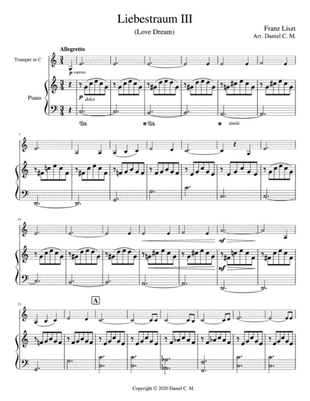 Liebestraum for C trumpet and piano (easy) image number null