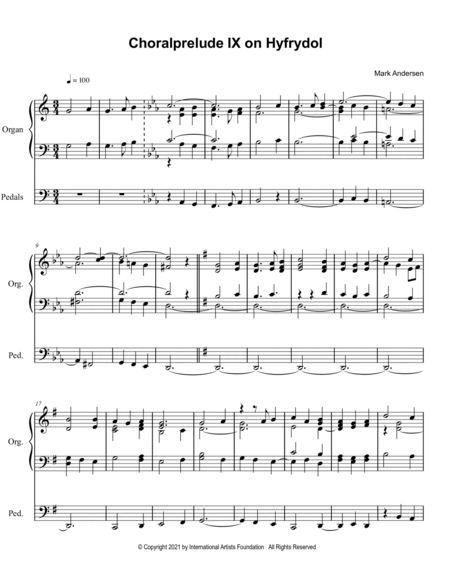 Choralprelude IX on 1830 Hymn Tune Hyfrydol for Solo Organ