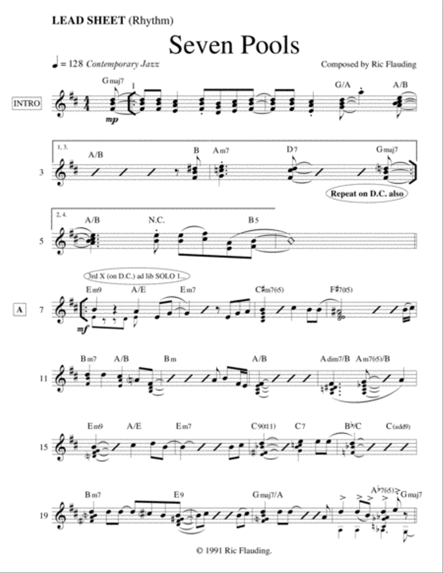 Seven Pools (Lead Sheet) Small Ensemble scores gallery preview page 1