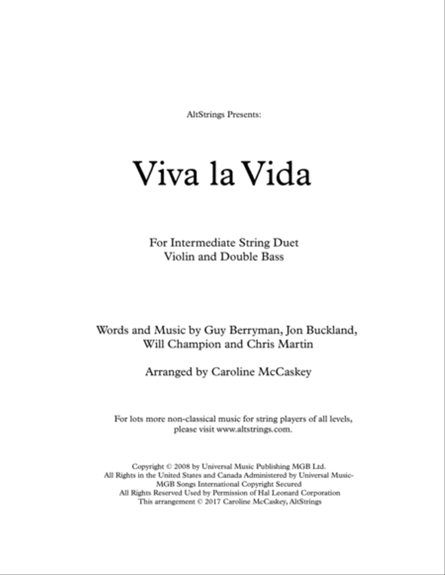 Viva La Vida String Duet scores gallery preview page 1