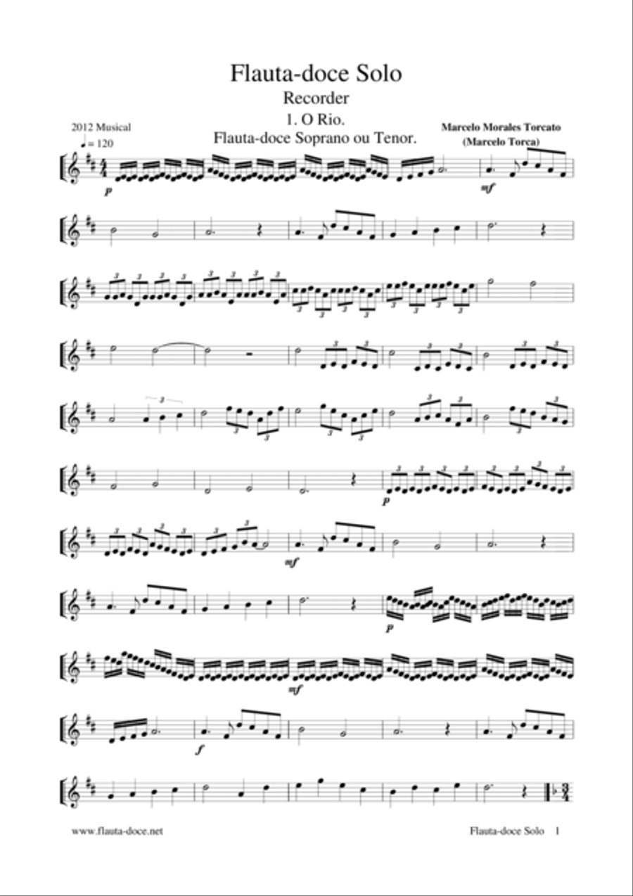 Flauta-doce Solo, Recorder Choir scores gallery preview page 1