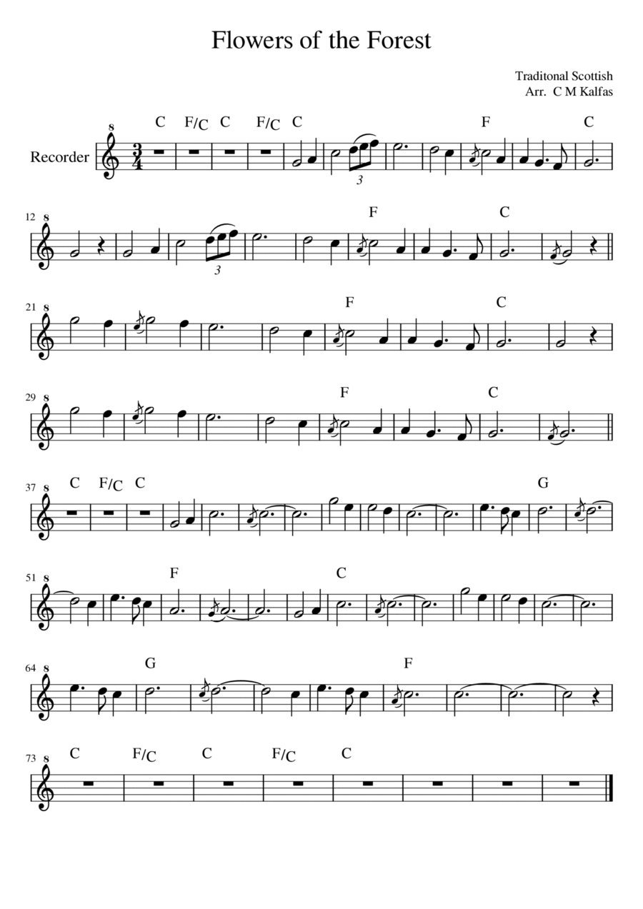 Flowers of the Forest Flowers of the Forest Recorder scores gallery preview page 1