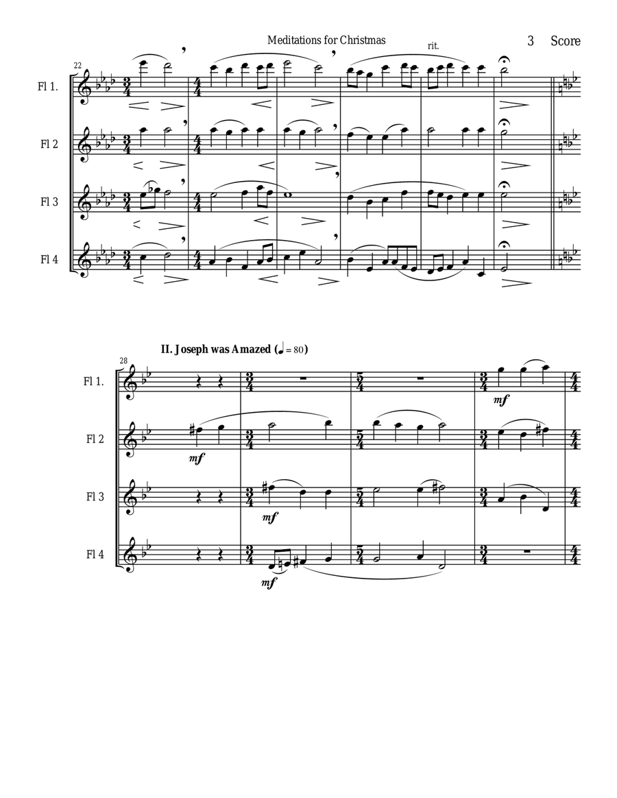 Meditations for Christmas, Russian Chant for Flute Quartet Flute Quartet scores gallery preview page 3