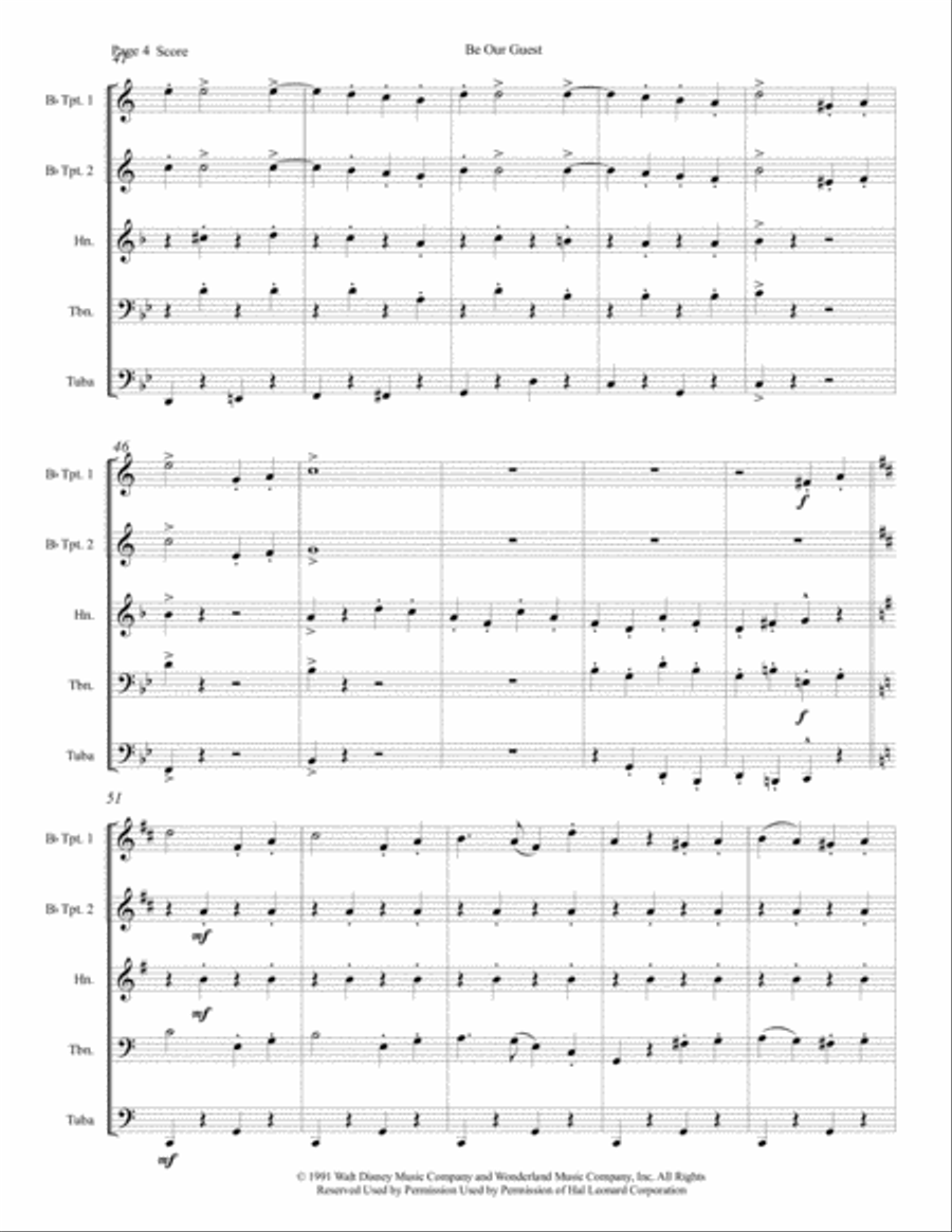 Be Our Guest Brass Ensemble scores gallery preview page 5