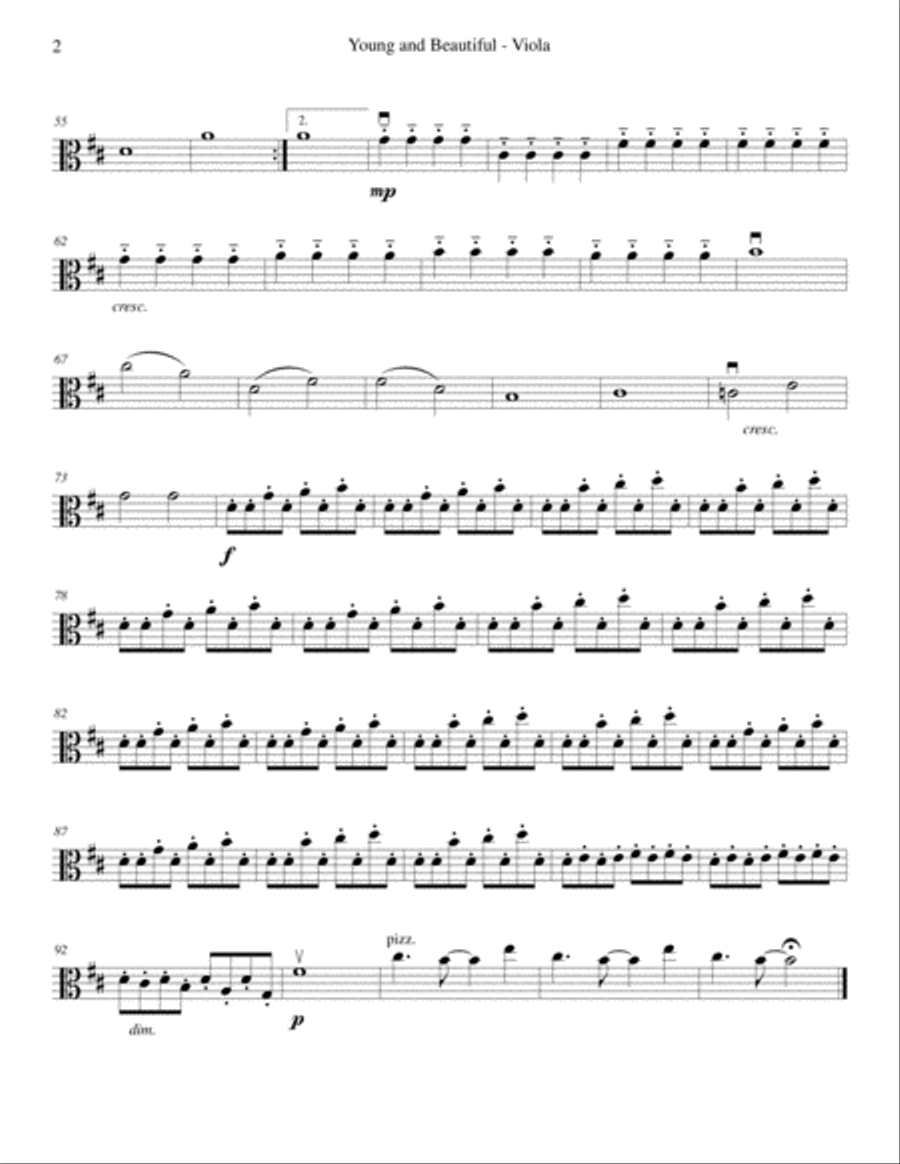 Young And Beautiful Young And Beautiful String Quartet scores gallery preview page 6