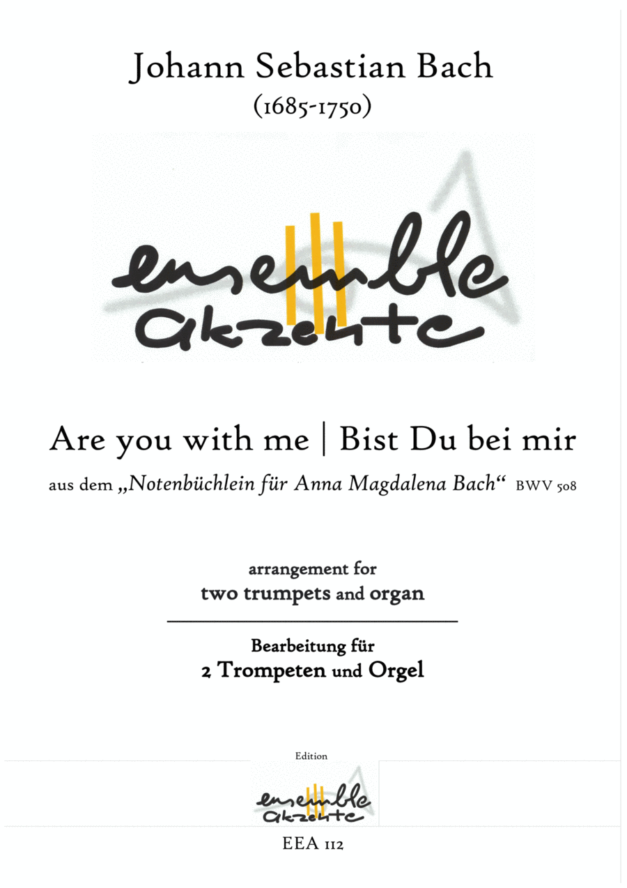Be you with me / Bist Du bei mir from BWV 508 - arrangement for two trumpets and organ Trumpet Duet scores gallery preview page 1