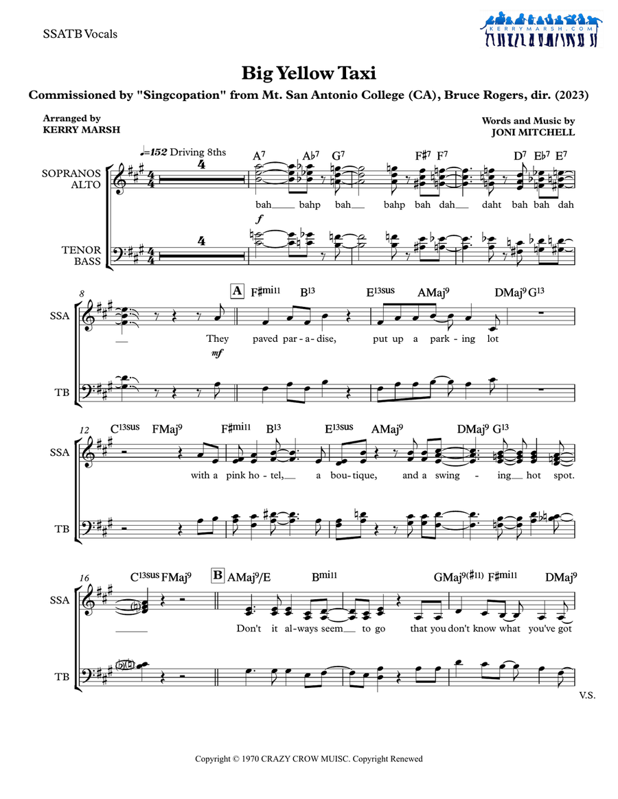 Big Yellow Taxi Divisi scores gallery preview page 1