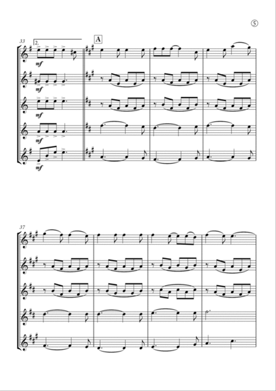 Hallelujah Saxophone Quintet scores gallery preview page 5