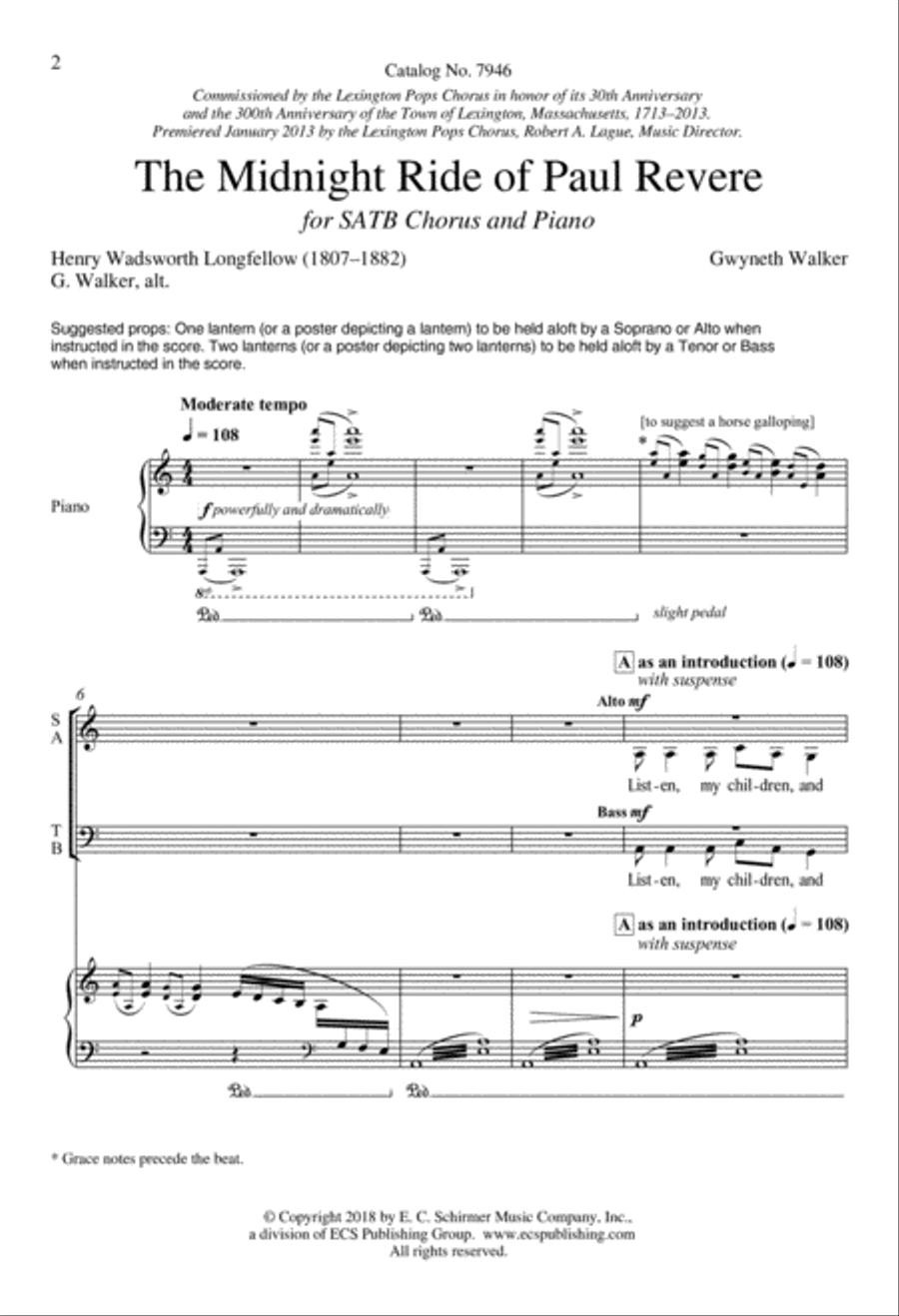 The Midnight Ride of Paul Revere 4-Part scores gallery preview page 2
