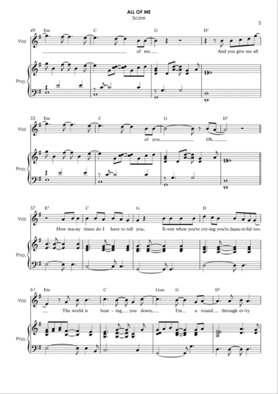 All Of Me Voice scores gallery preview page 5