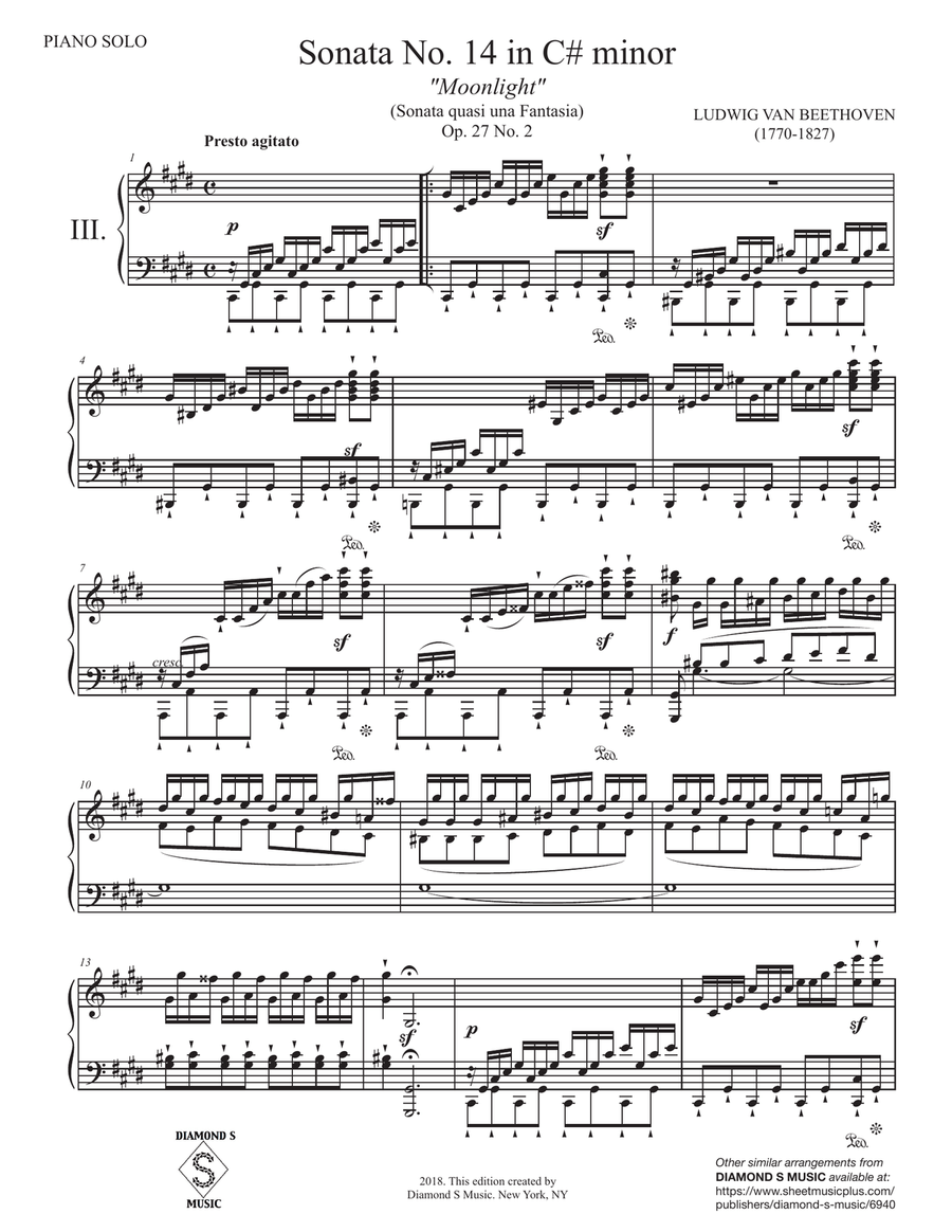 Moonlight Sonata - Piano Sonata No. 14 in C#minor - Beethoven - 3rd movement Piano Solo scores gallery preview page 6