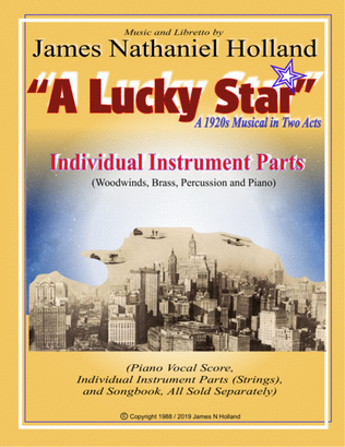 Book cover for "A Lucky Star" A 1920s Musical, Individual Parts (Woodwinds, Brass, Percussion, Piano)