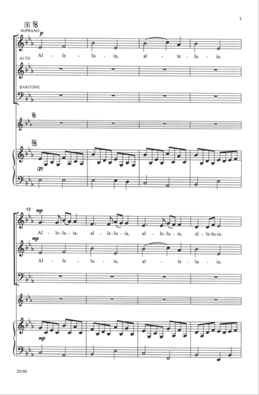 Alleluia Canon 3-Part scores gallery preview page 3