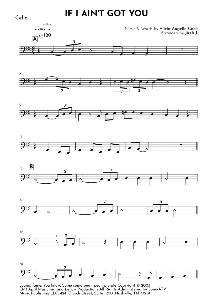 If I Ain't Got You If I Ain't Got You Cello Solo scores gallery preview page 2