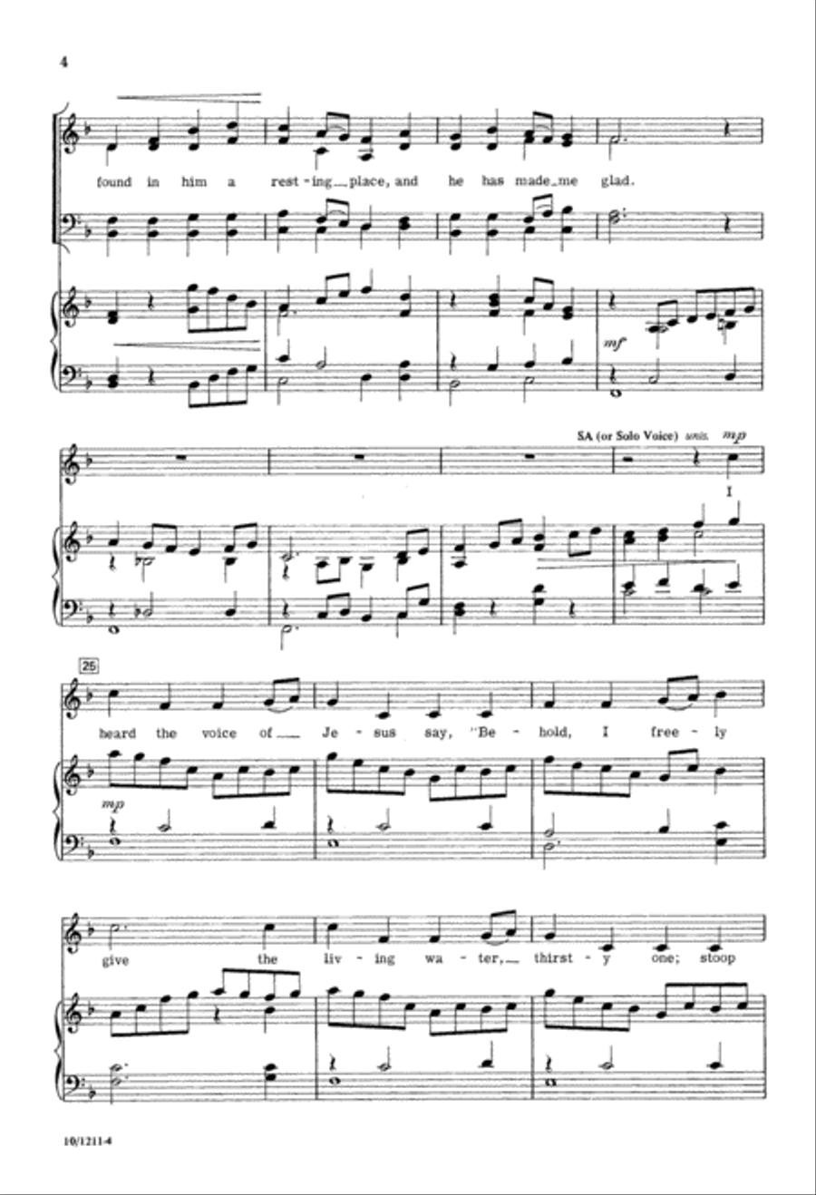 I Heard the Voice of Jesus Say 4-Part scores gallery preview page 4