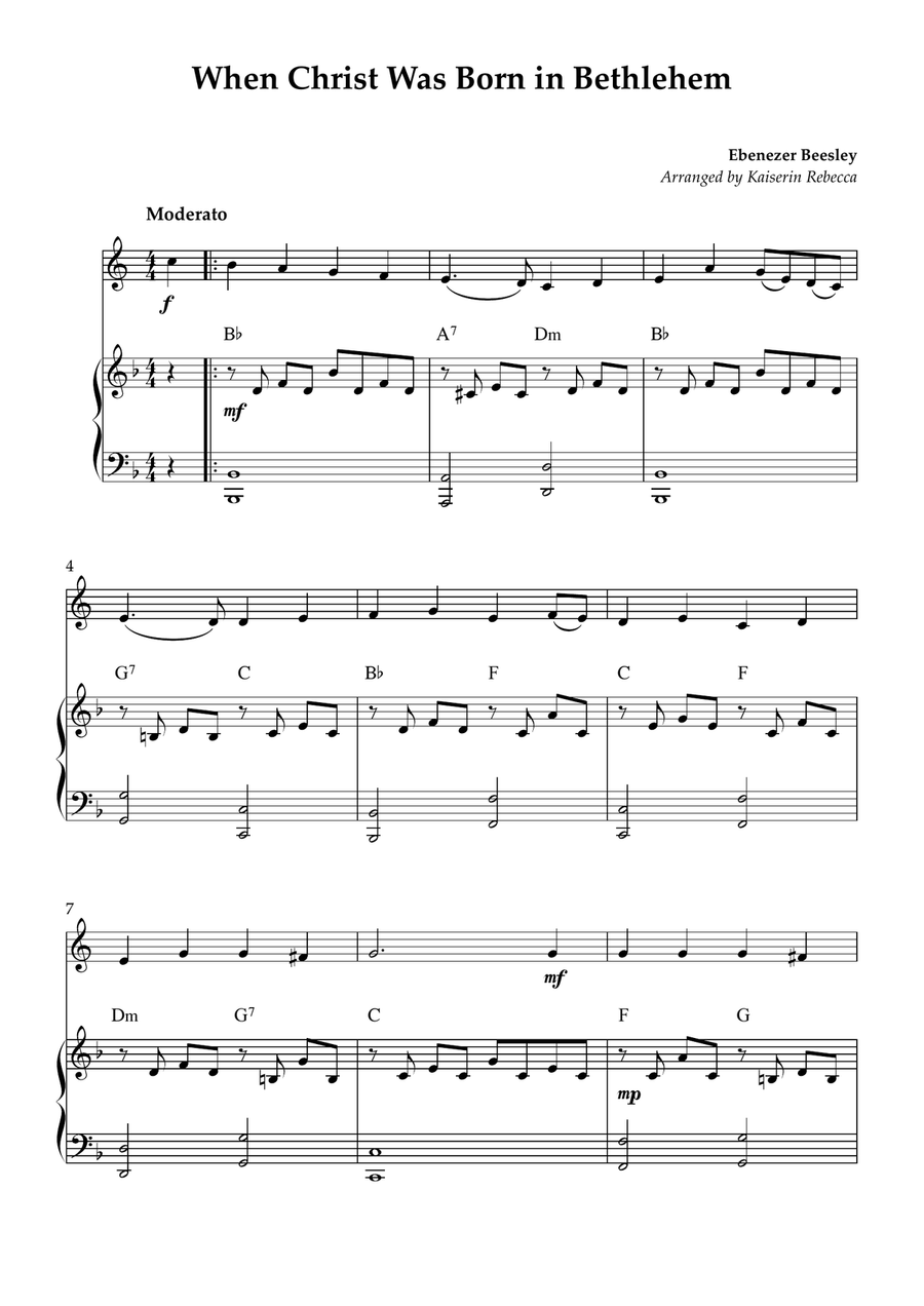 When Christ Was Born in Bethlehem Piano scores gallery preview page 1
