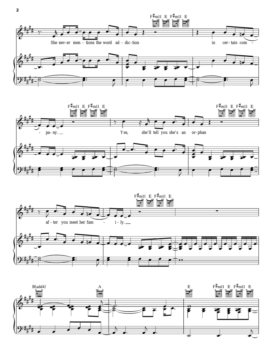 She Talks To Angels Piano, Vocal, Guitar scores gallery preview page 2