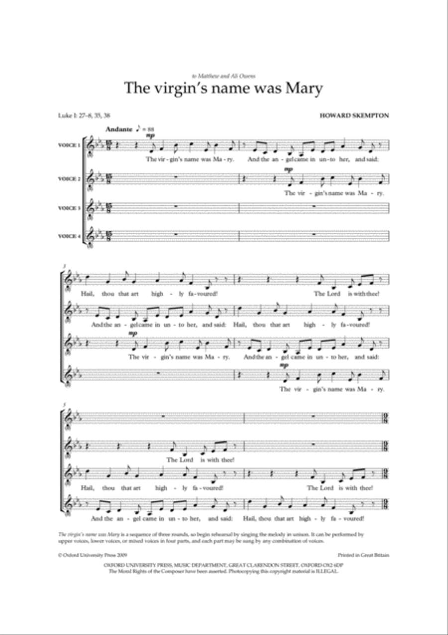 The virgin's name was Mary 4-Part scores gallery preview page 2