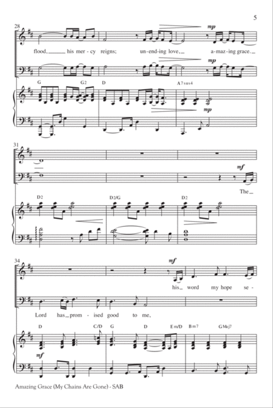 Amazing Grace (My Chains Are Gone) 3-Part scores gallery preview page 6