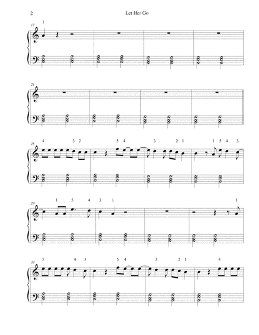 Let Her Go Let Her Go Easy Piano scores gallery preview page 2