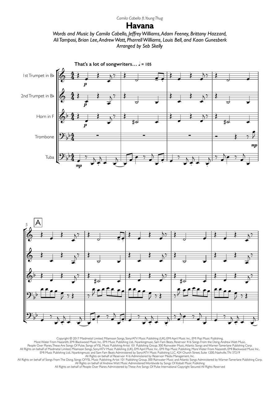 Havana Havana Brass Ensemble scores gallery preview page 1