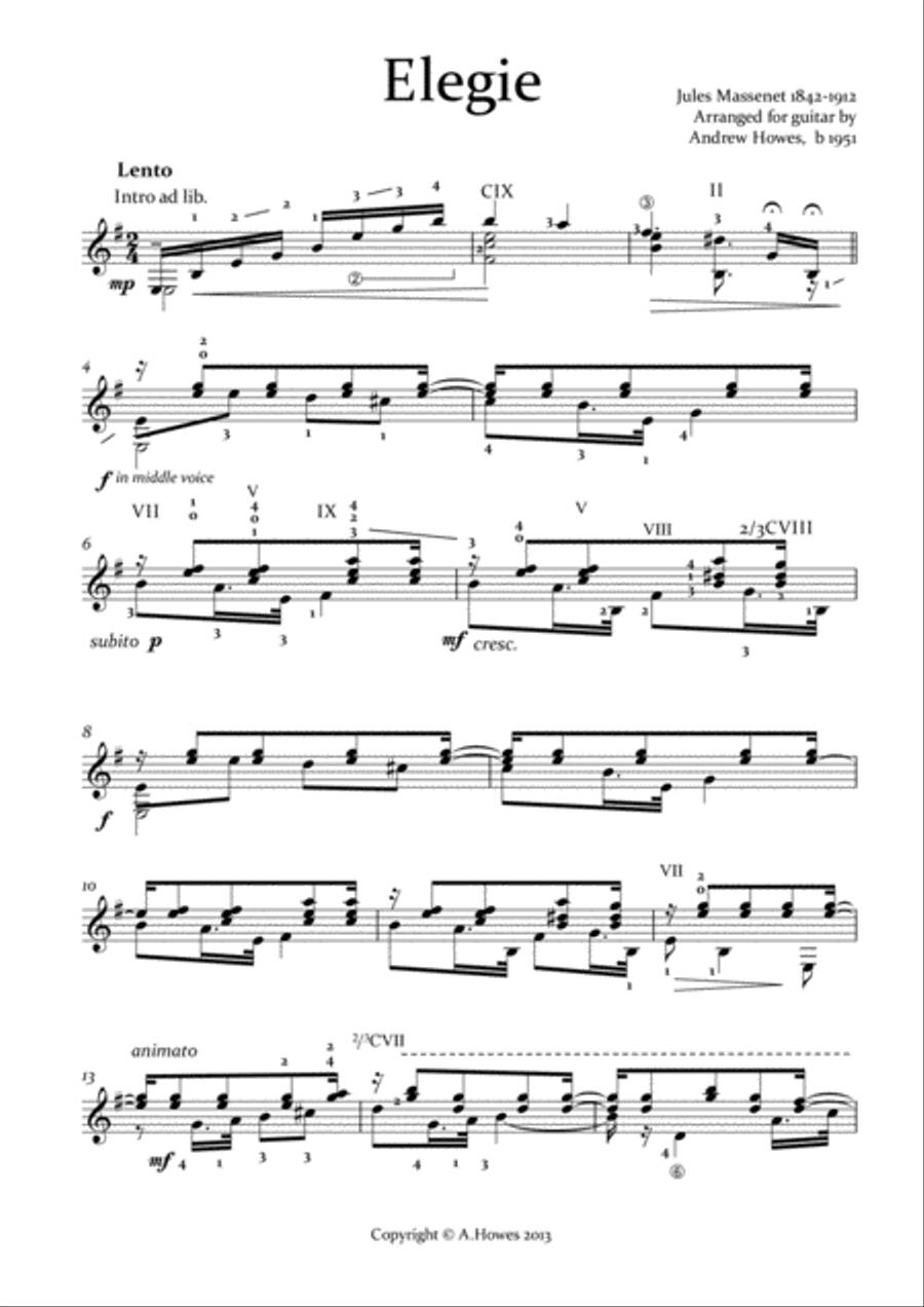 Elegie - Massenet Elegie - Massenet Classical Guitar scores gallery preview page 2