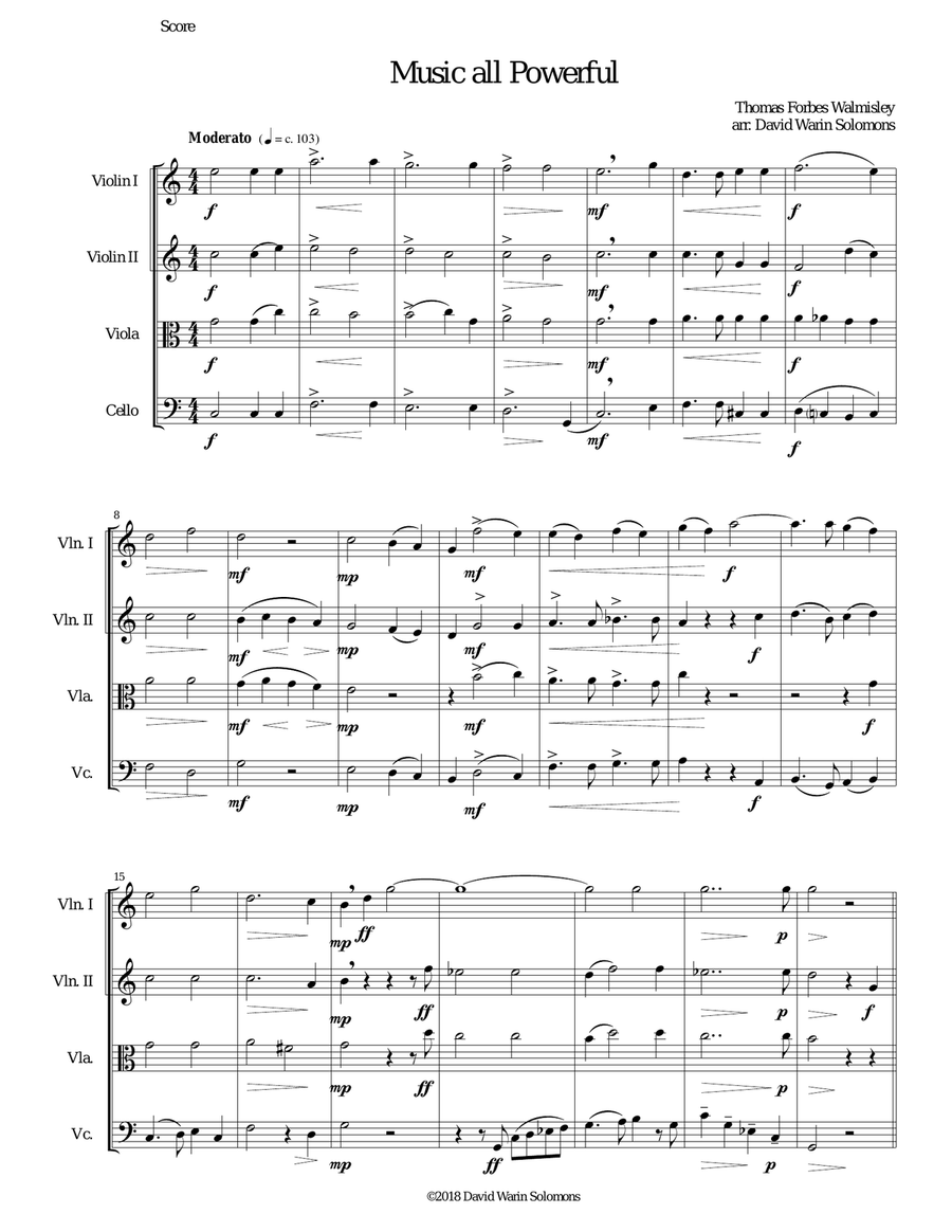 Music all powerful for string quartet String Quartet scores gallery preview page 1
