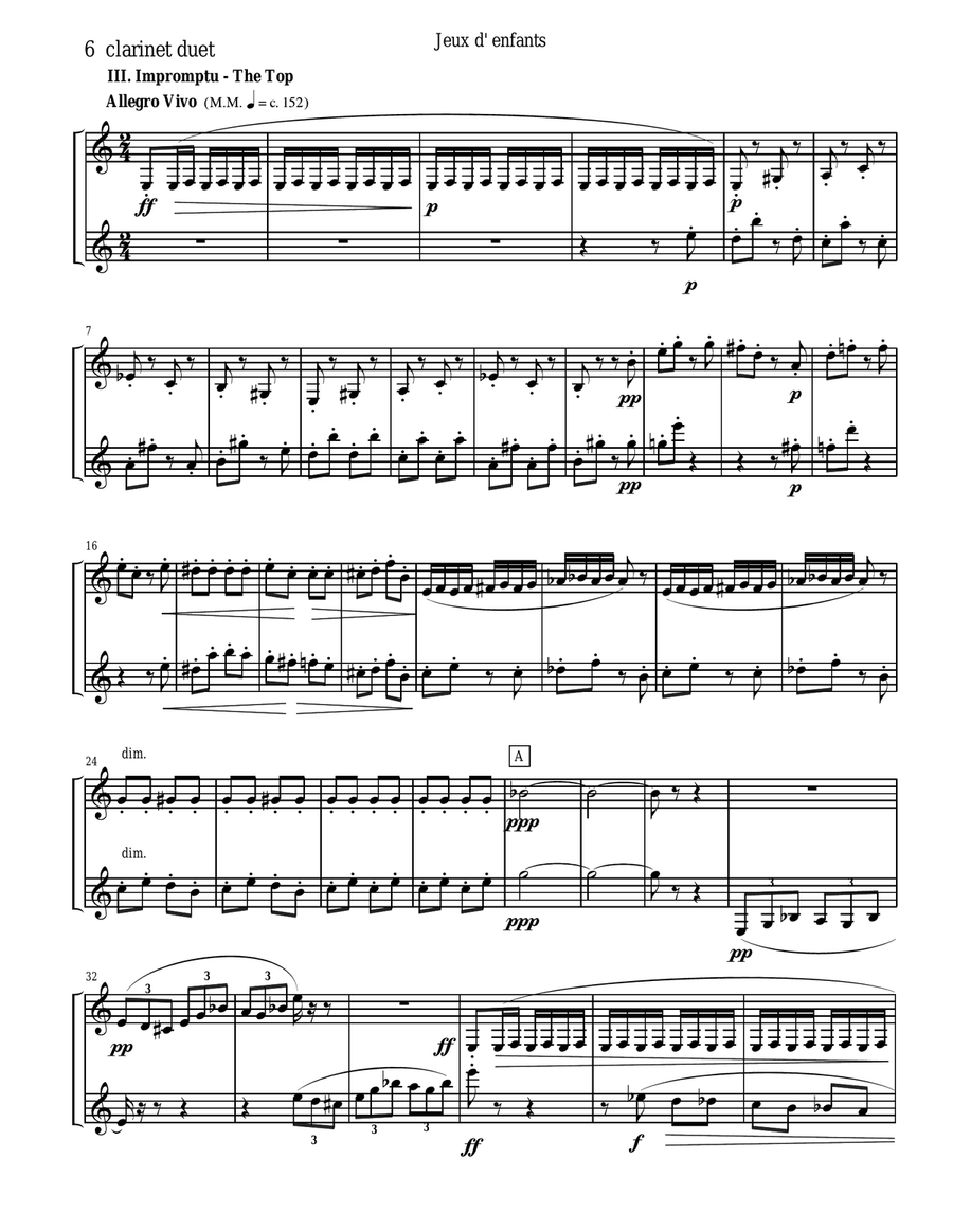 Bizet - Children's Games for Clarinet Duet Clarinet Duet scores gallery preview page 6