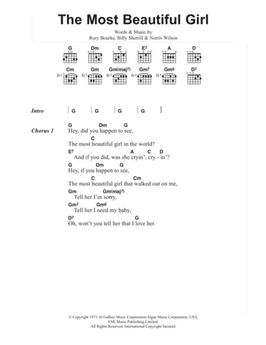 The Most Beautiful Girl Electric Guitar scores gallery preview page 1