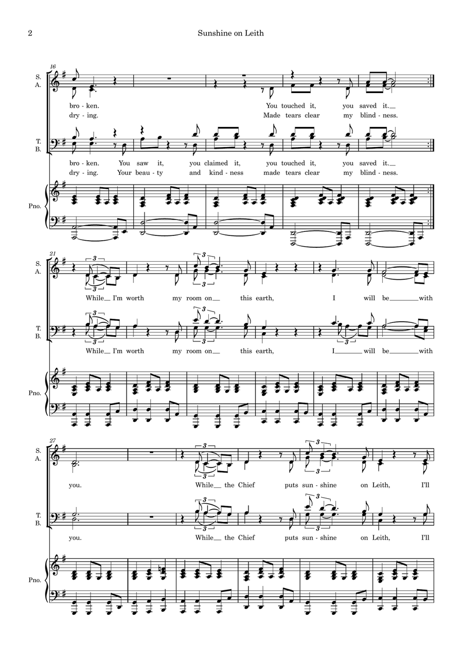Sunshine On Leith (arr. Thomas Chapman) 4-Part scores gallery preview page 2
