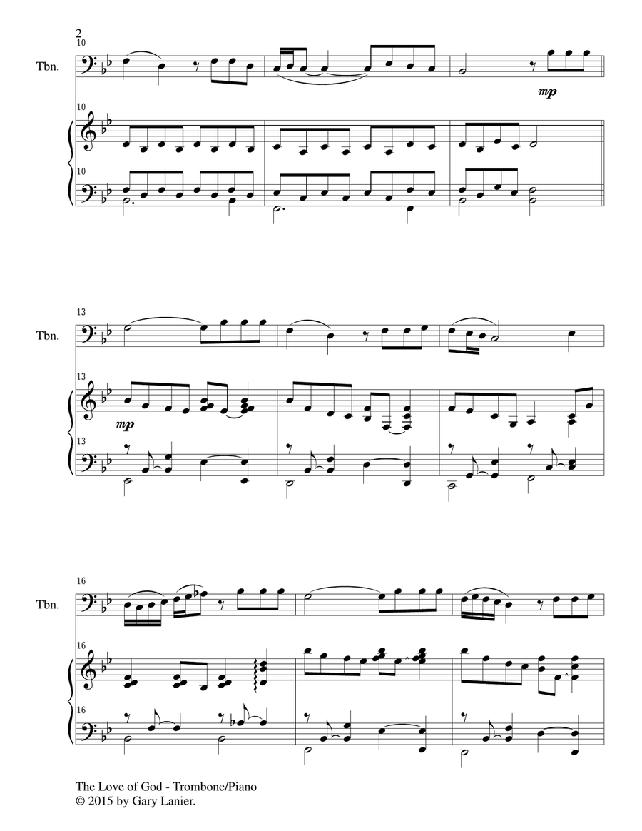 THE LOVE OF GOD (Duet – Trombone and Piano/Score and Parts) Trombone Duet scores gallery preview page 3