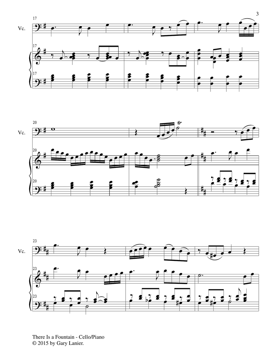 THERE IS A FOUNTAIN (Duet – Cello and Piano/Score and Parts) Piano scores gallery preview page 4