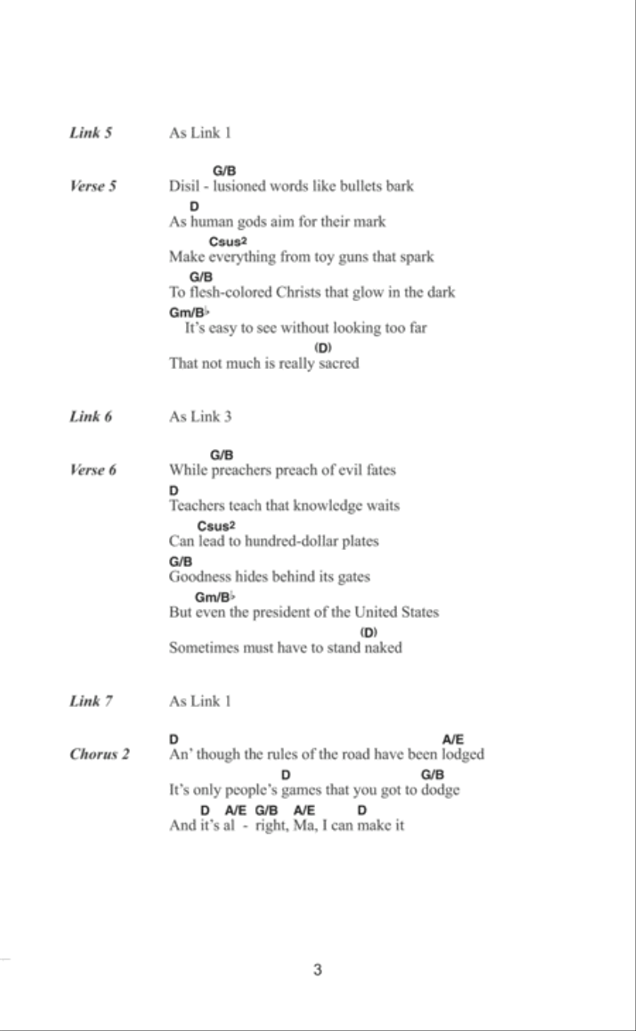 It's Alright Ma (I'm Only Bleeding) Acoustic Guitar scores gallery preview page 3