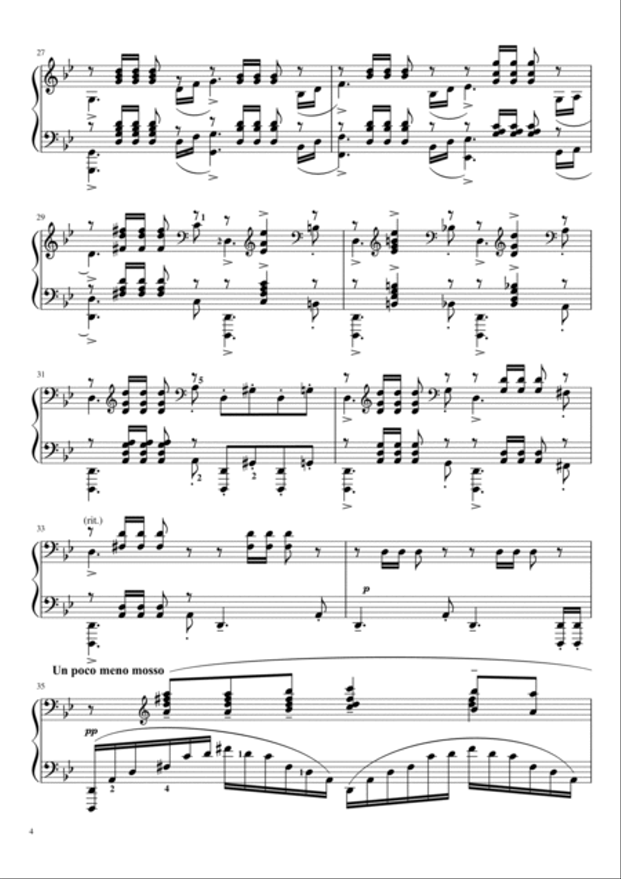 Rachmaninoff - Prélude in G Minor (Alla marcia) - Op.23 No. 5 - Original With Fingered Piano Solo scores gallery preview page 4