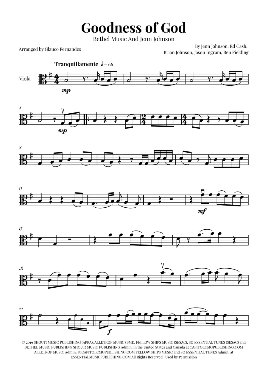Goodness Of God Viola Solo scores gallery preview page 1
