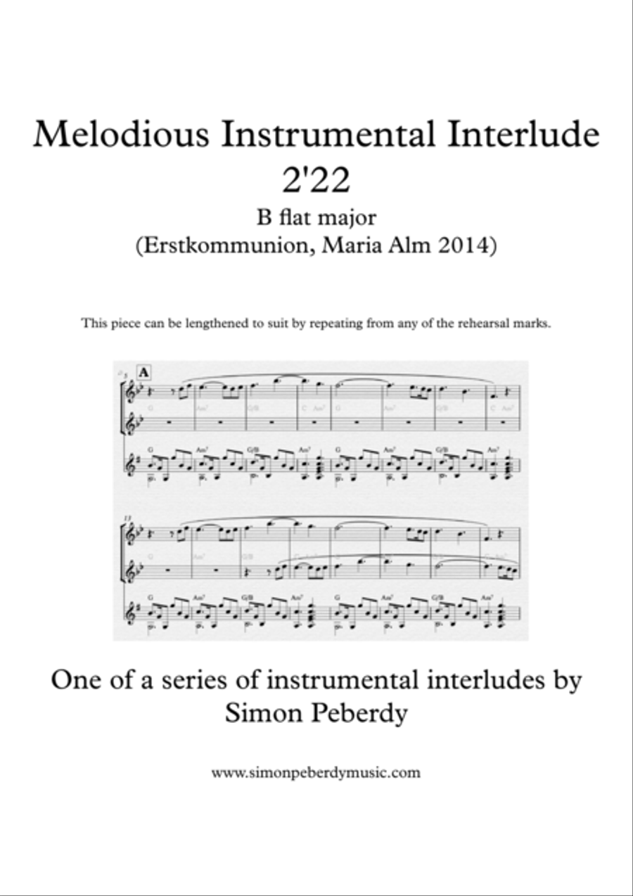 Instrumental Interlude 2'22 for 2 flutes, guitar and/or piano by Simon Peberdy Small Ensemble scores gallery preview page 1
