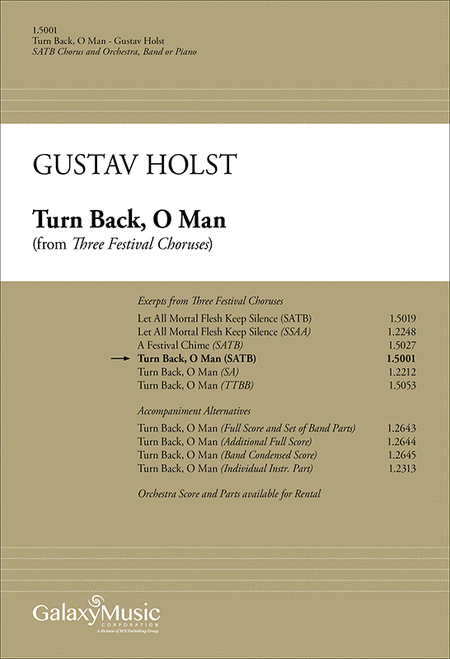 Turn Back O Man (from Three Festival Choruses) (choral score)