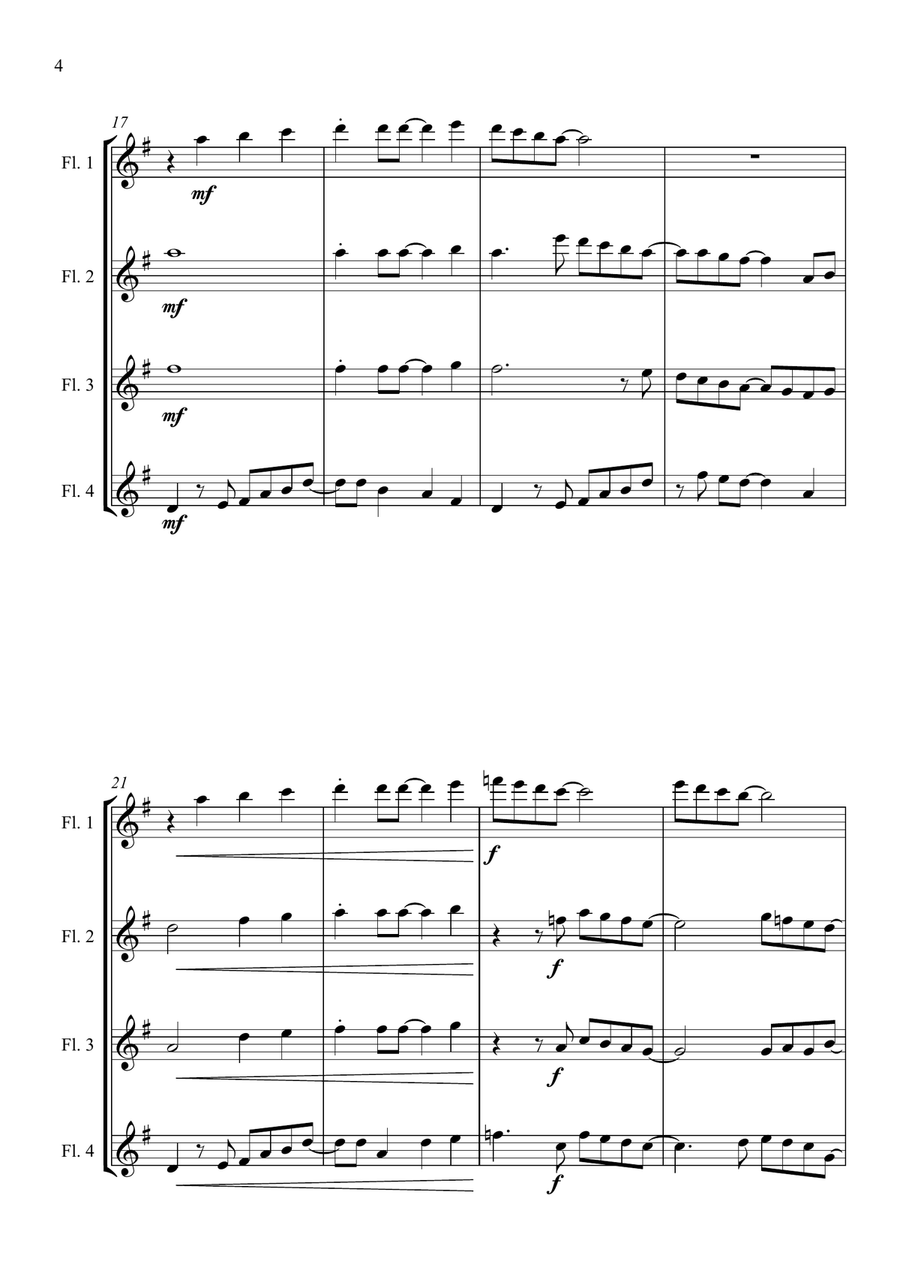 Carol of the Drum - for Flute Quartet Flute Quartet scores gallery preview page 4