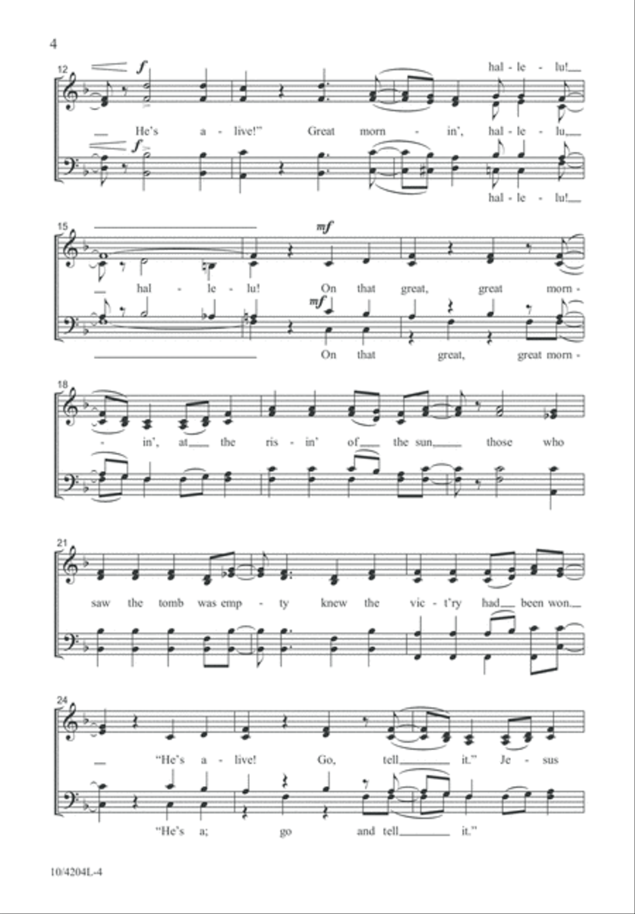 On that Great, Great Mornin' 4-Part scores gallery preview page 4
