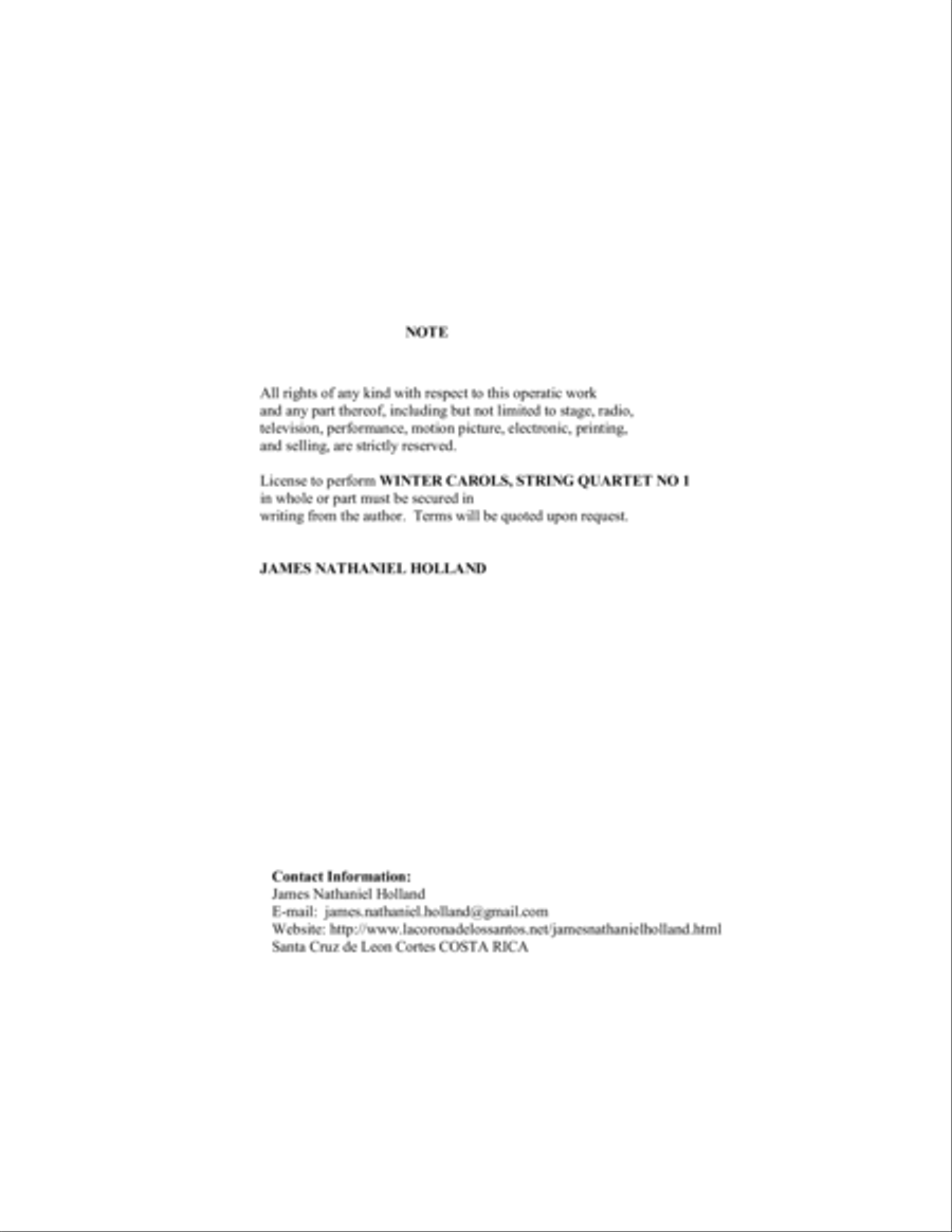 Winter Carols String Quartet No 1 in 5 Movements String Quartet scores gallery preview page 2